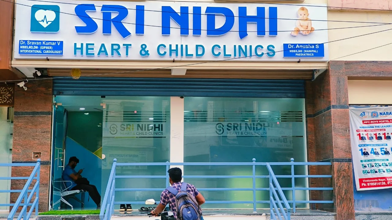 Experienced pediatrician at Sri Nidhi Heart and Child Clinics providing child healthcare in Kukatpally Hyderabad